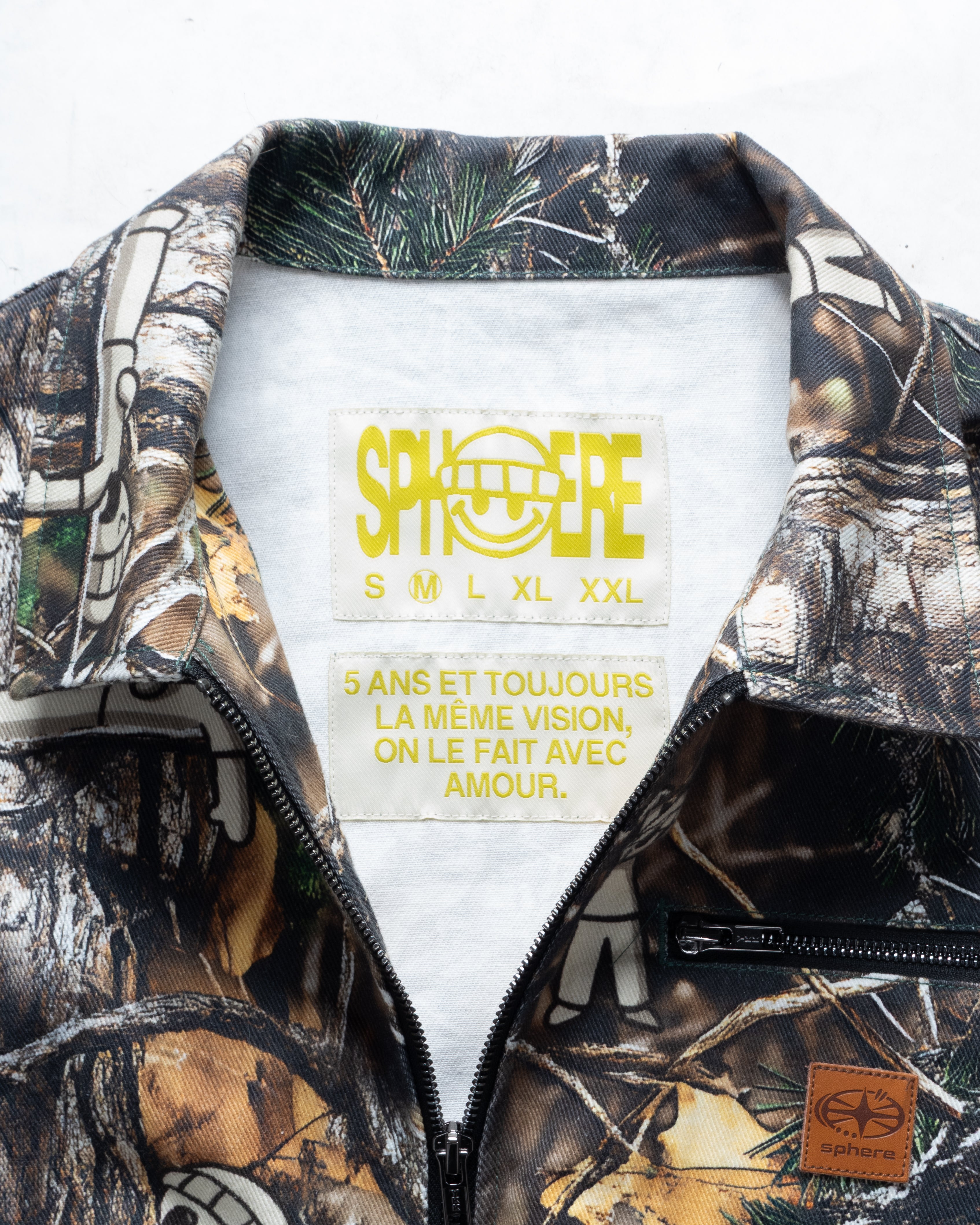 Forest camo work jacket Triple Sphere vue dos design militaire outdoor