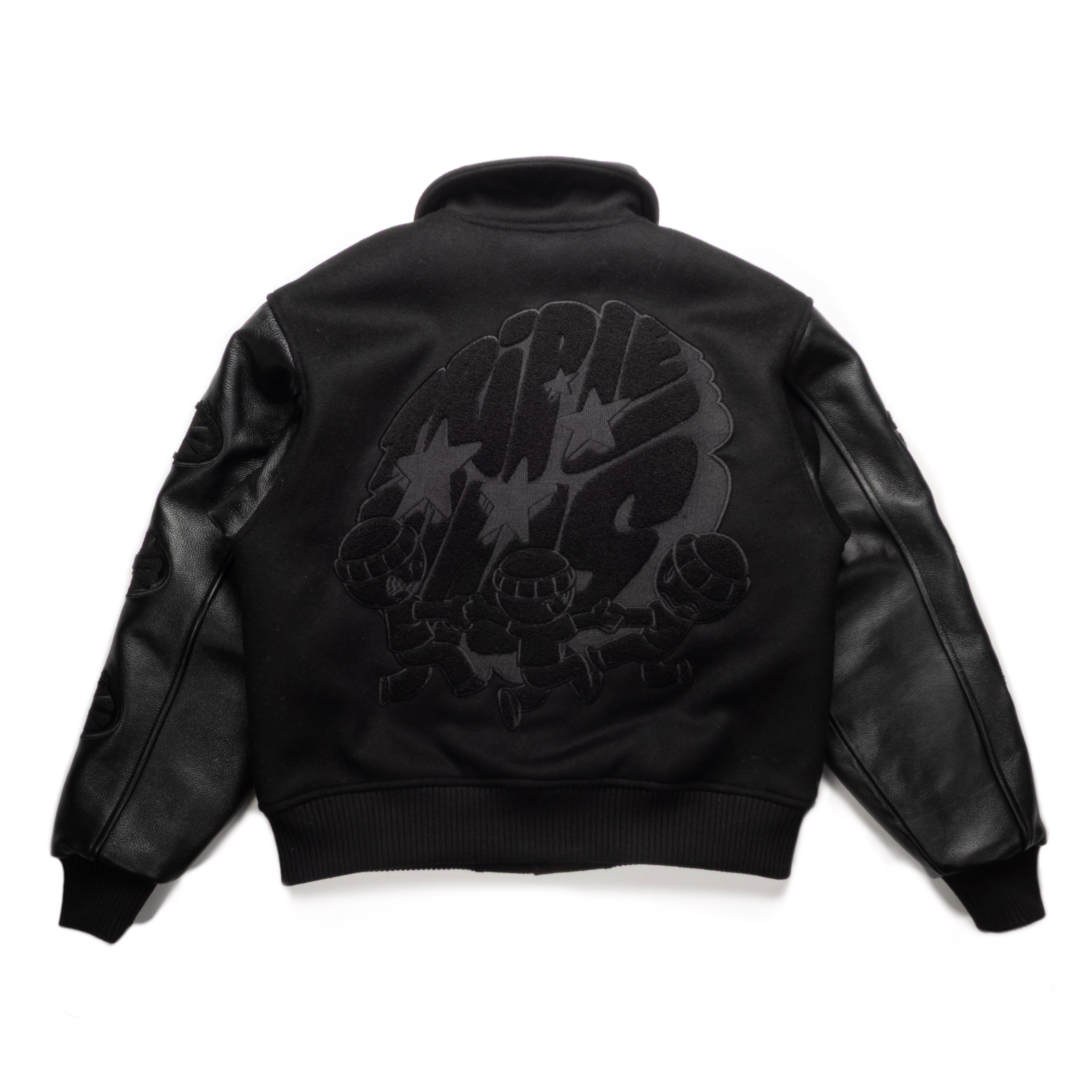 Black Leather Varsity Jacket