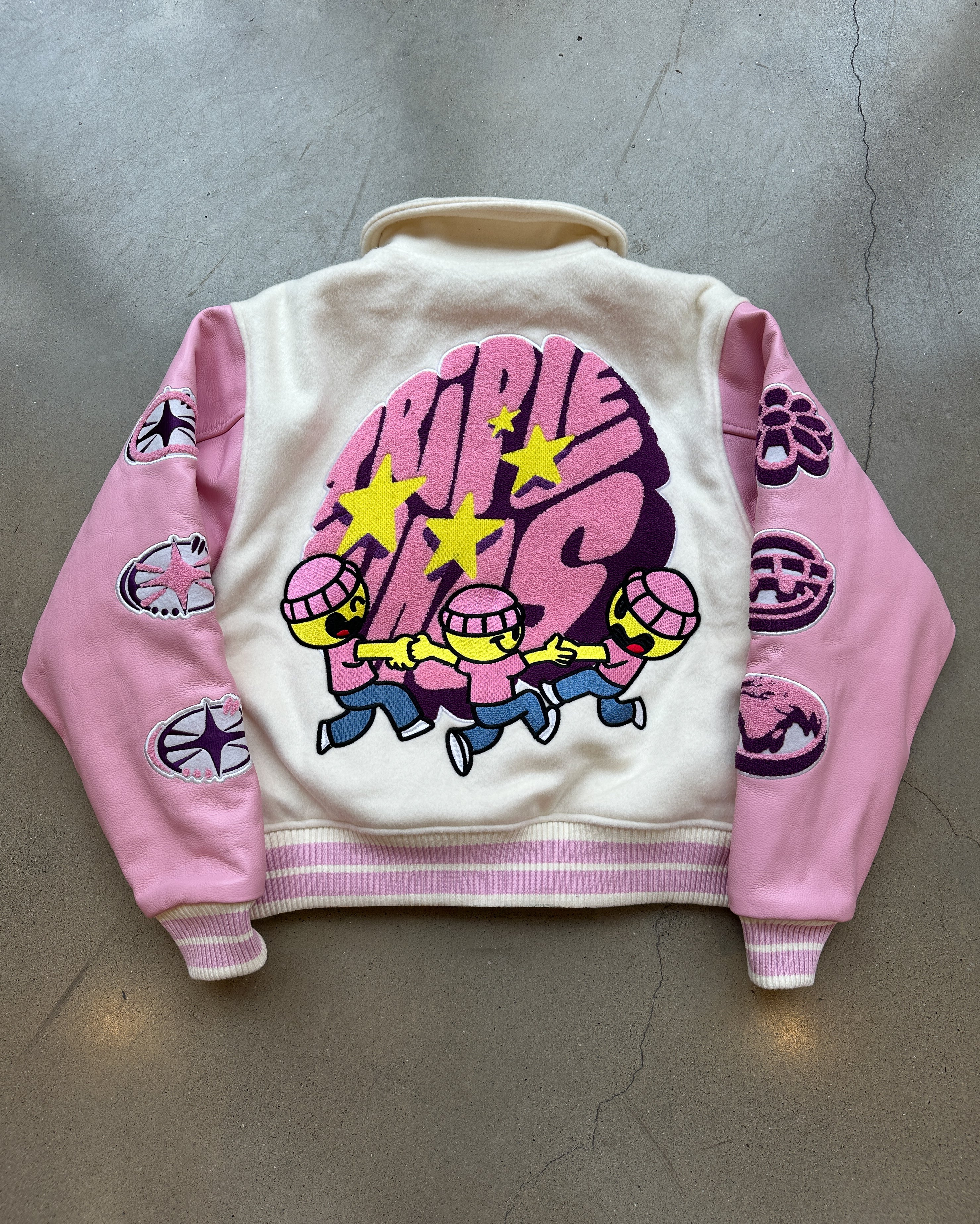 Pink Leather Varsity Jacket