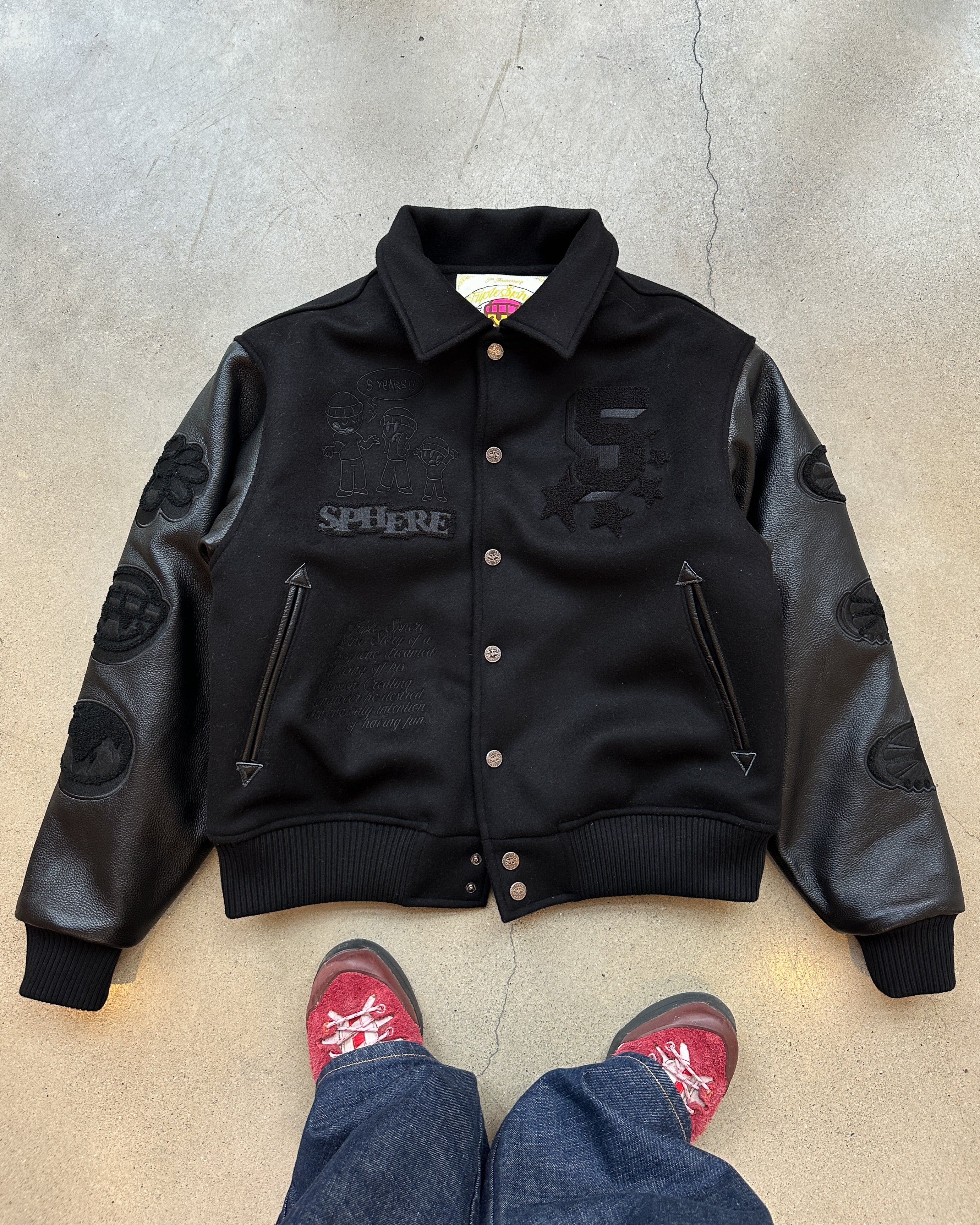 Black Leather Varsity Jacket