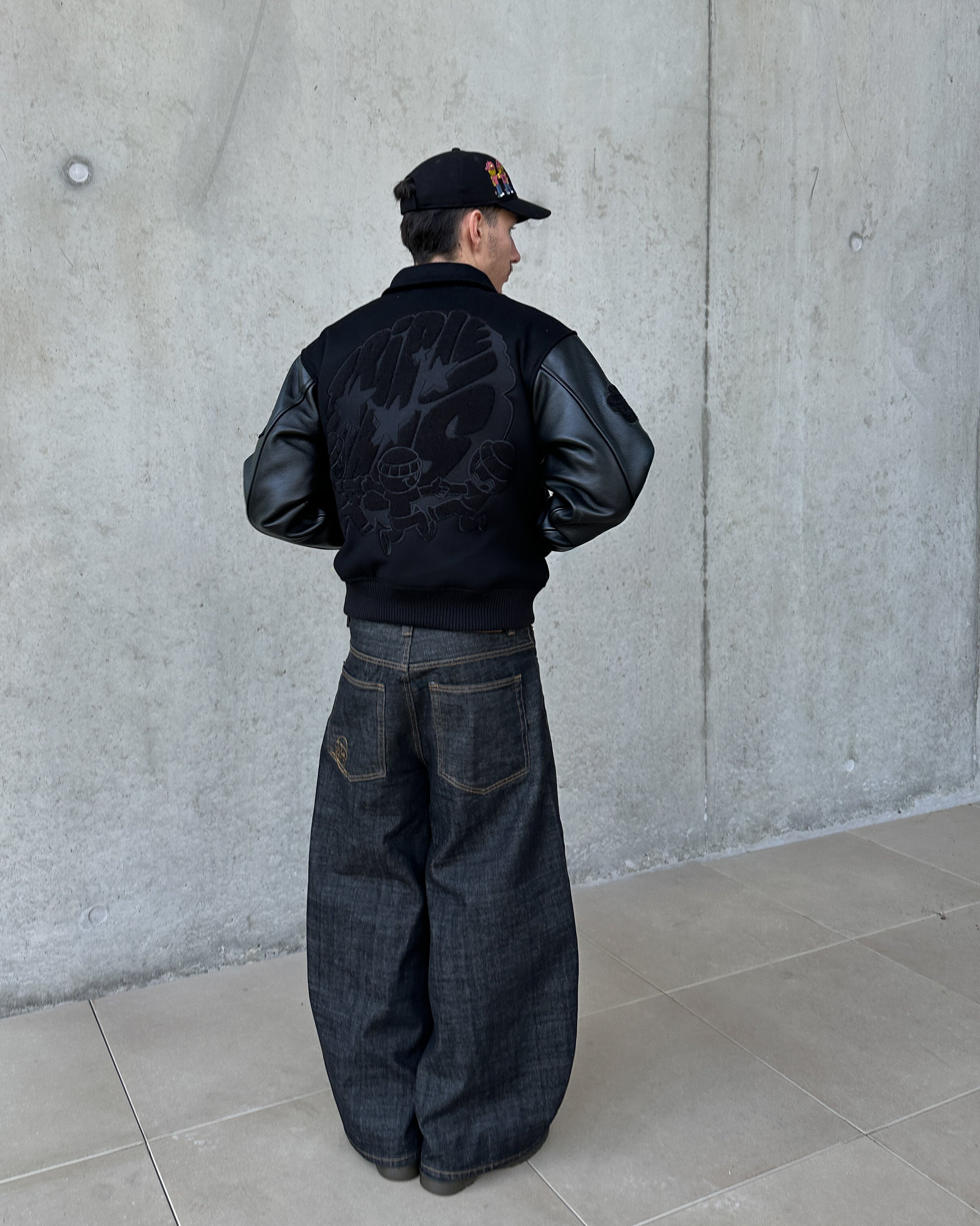 Black Leather Varsity Jacket