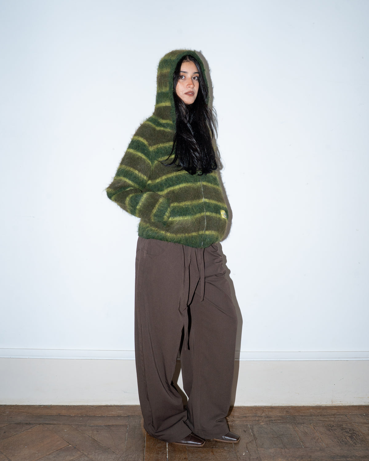 Avocado Fruit Mohair Hooded Jacket