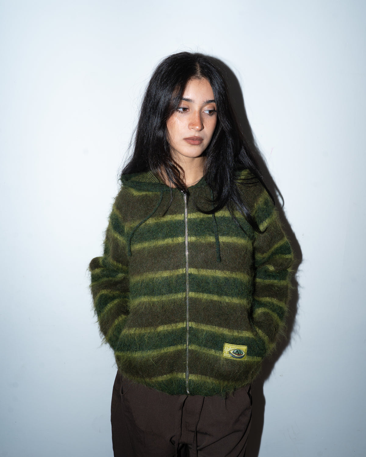 Avocado Fruit Mohair Hooded Jacket