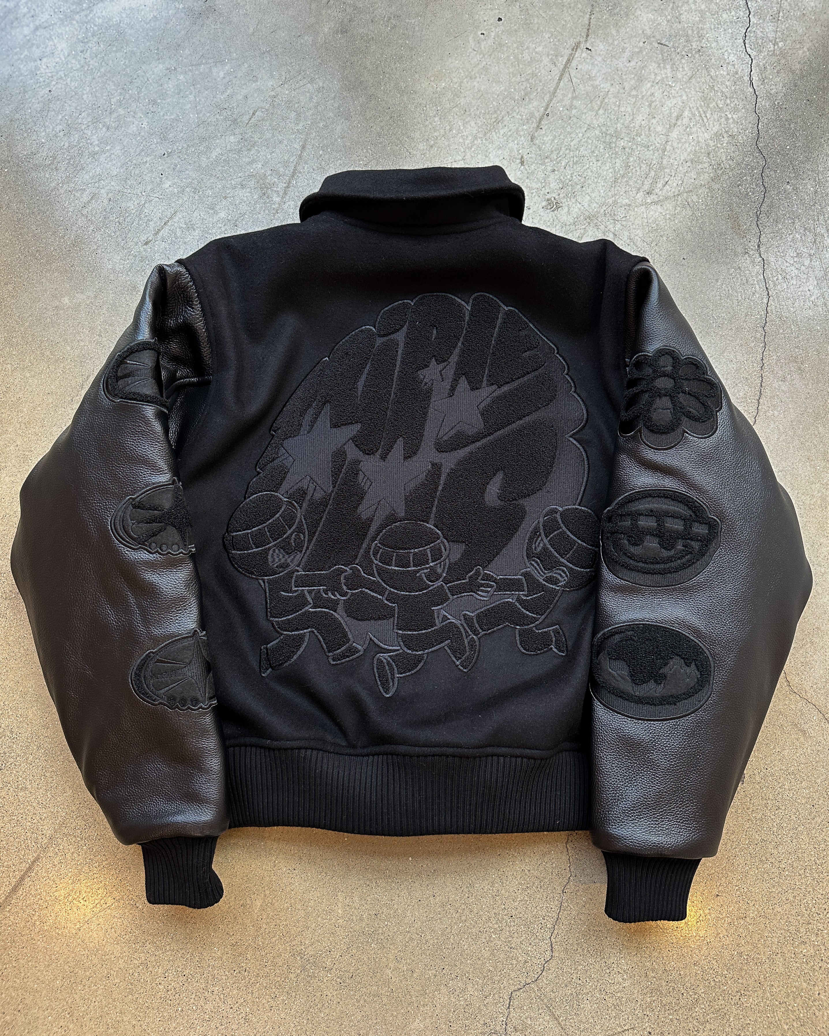 Black Leather Varsity Jacket