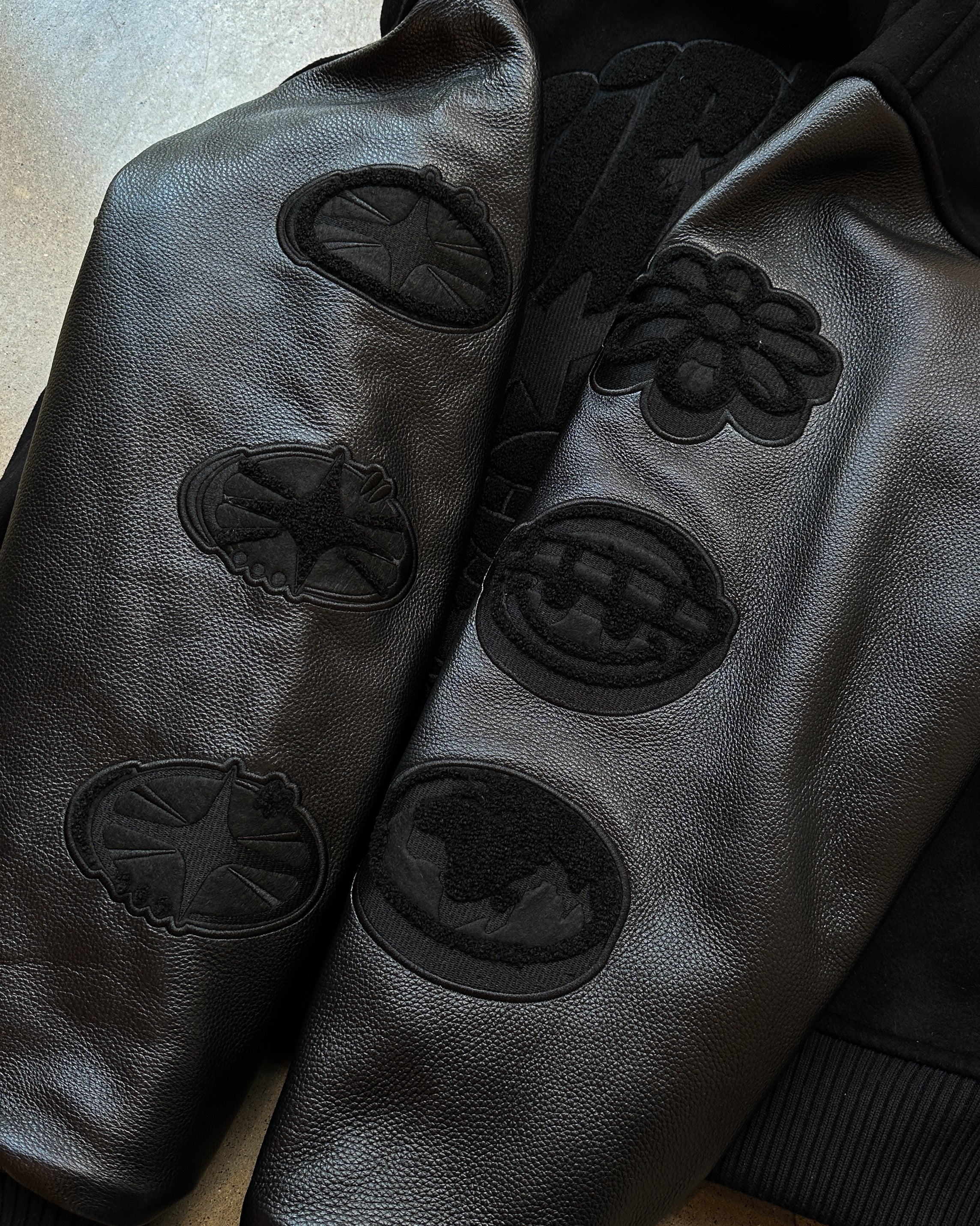 Black Leather Varsity Jacket