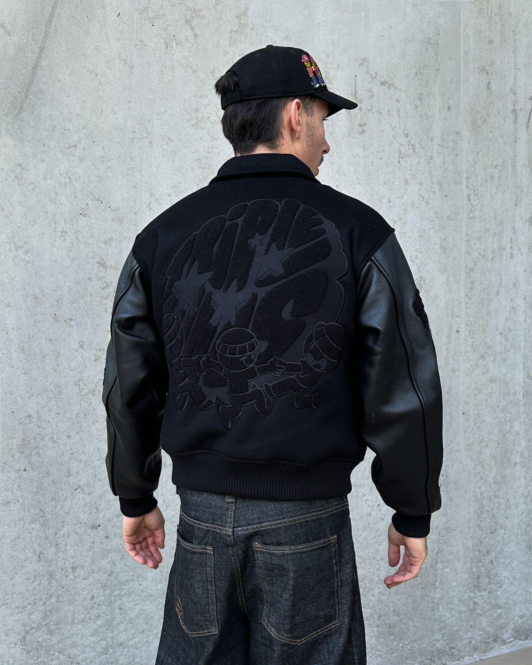 Black Leather Varsity Jacket