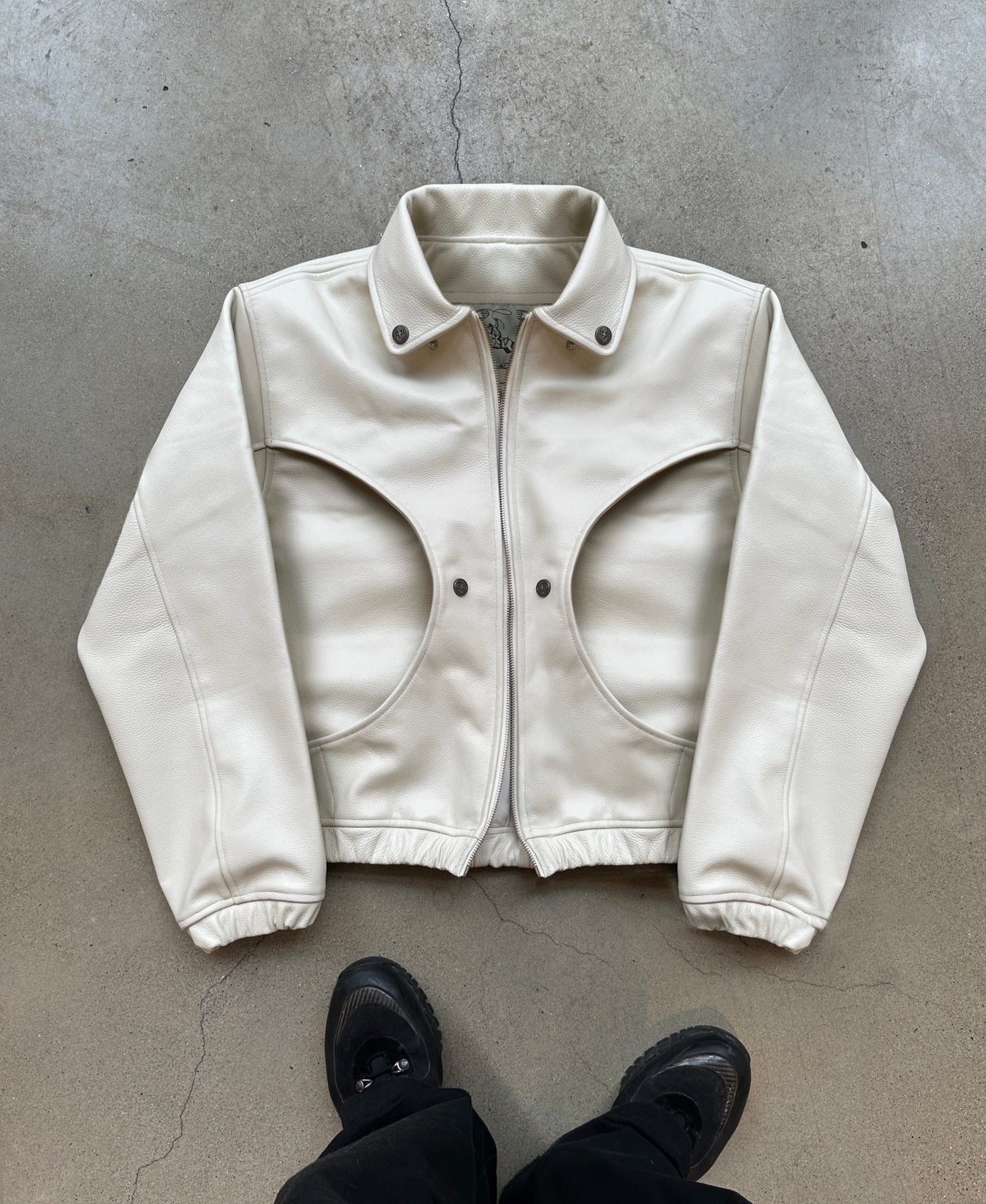 REAL LEATHER JACKET (BLANC CASSÉ)