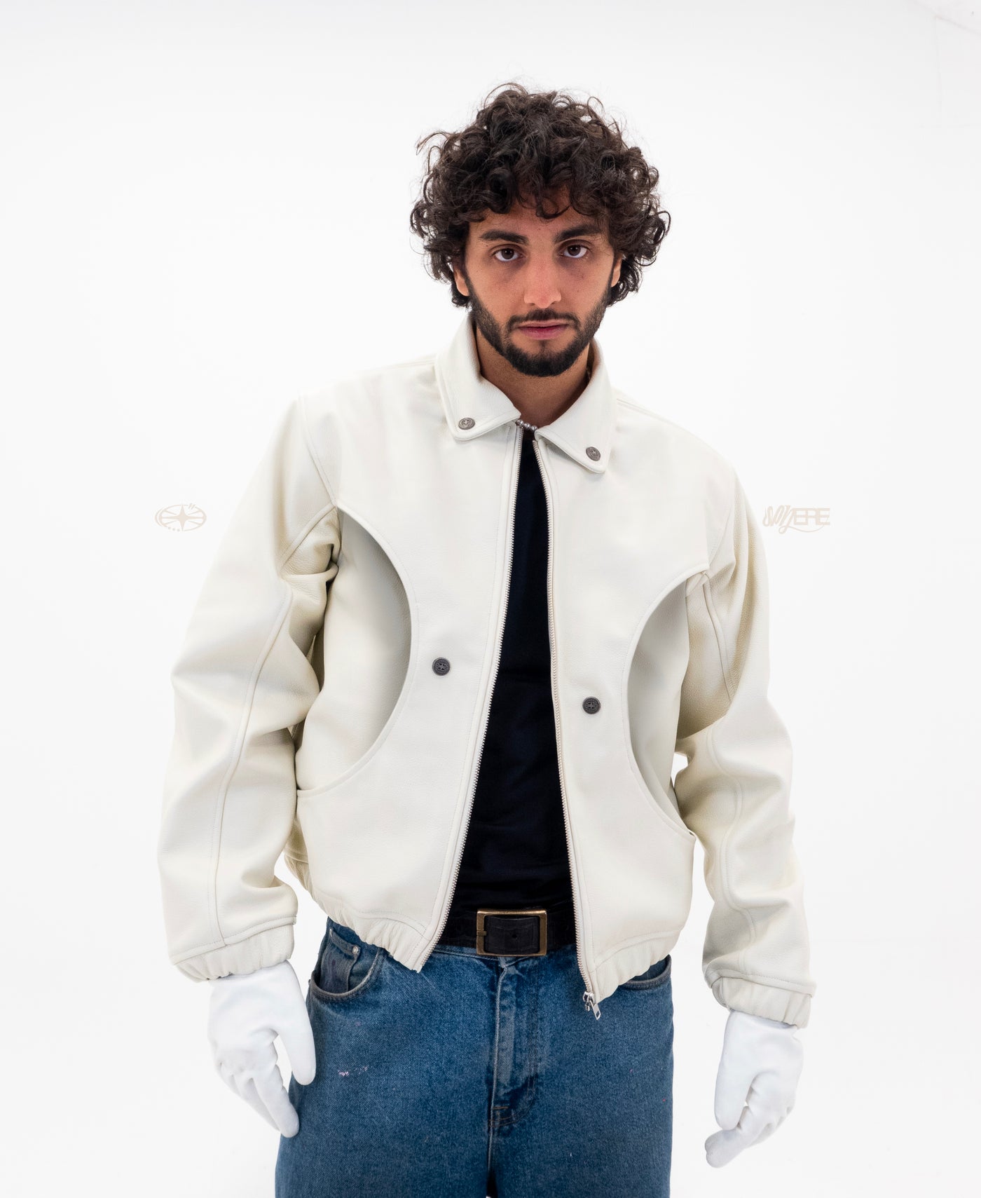 REAL LEATHER JACKET (BLANC CASSÉ)